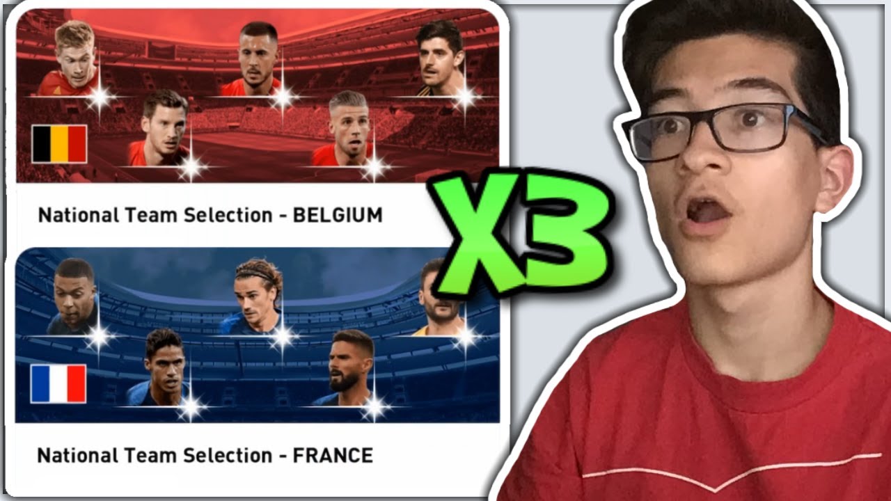 3X Belgium & France National Team Selection Pack Opening! | eFootball PES 20 Mobile