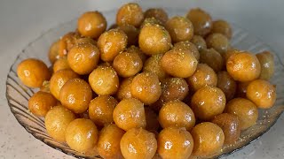 Crispy sweet balls Ramadan dessert | دروستکردنی لوقمە قازی نازک جوان شیرینی تایبەت بە رمضان