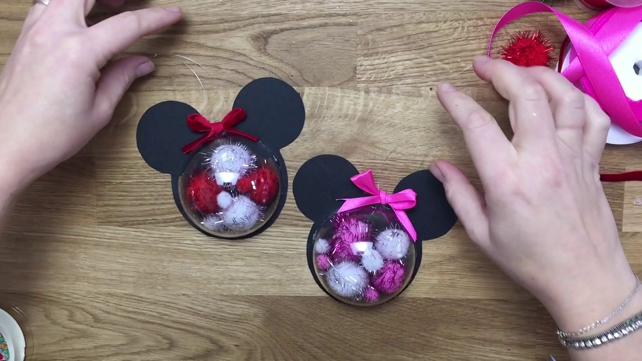 Decorazioni Natalizie Disney Fai Da Te.Sfere Di Natale Topolino E Minnie Youtube
