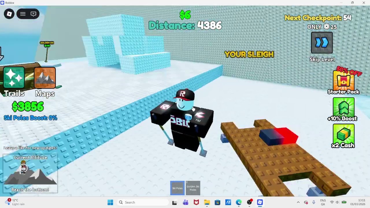 Playing DRAW A SLEIGH & SLIDE DOWNHILL