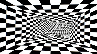 Inside Fast Black White Abstract Checkerboard Optical Illusion Tunnel 4K Motion Background for Edits
