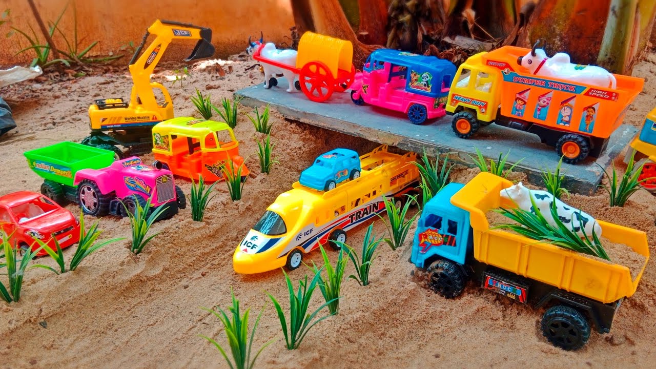 Toys Super Collection video - Bullet Train, Tractor, Jcb, Dump Truck | Cow  & Hulk loading | Cartoon - YouTube