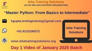 Python for Beginner, Python for Automation Day-1  Pls call or whatsappus on +91 9133190573 to enroll
