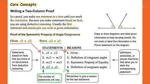 Geometry Lessons 2.5-2.6 Two Column Proofs