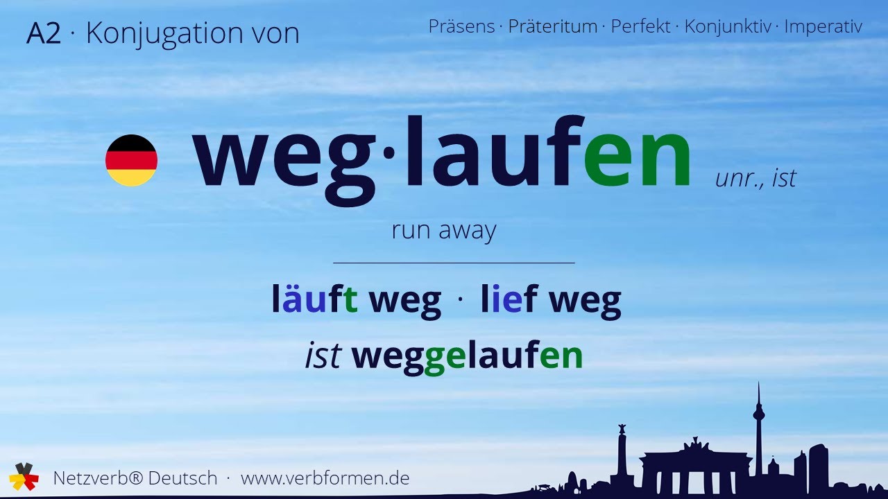 Konjugation Verb Weglaufen Alle Zeitformen Lernvideo Ubersetzung Tutorial Youtube