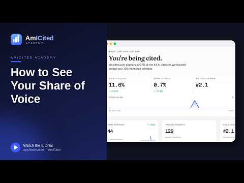 Sådan ser du din Share of Voice i AmICited — video walkthrough