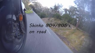 Shinko 804/805's on road (V-Strom650)
