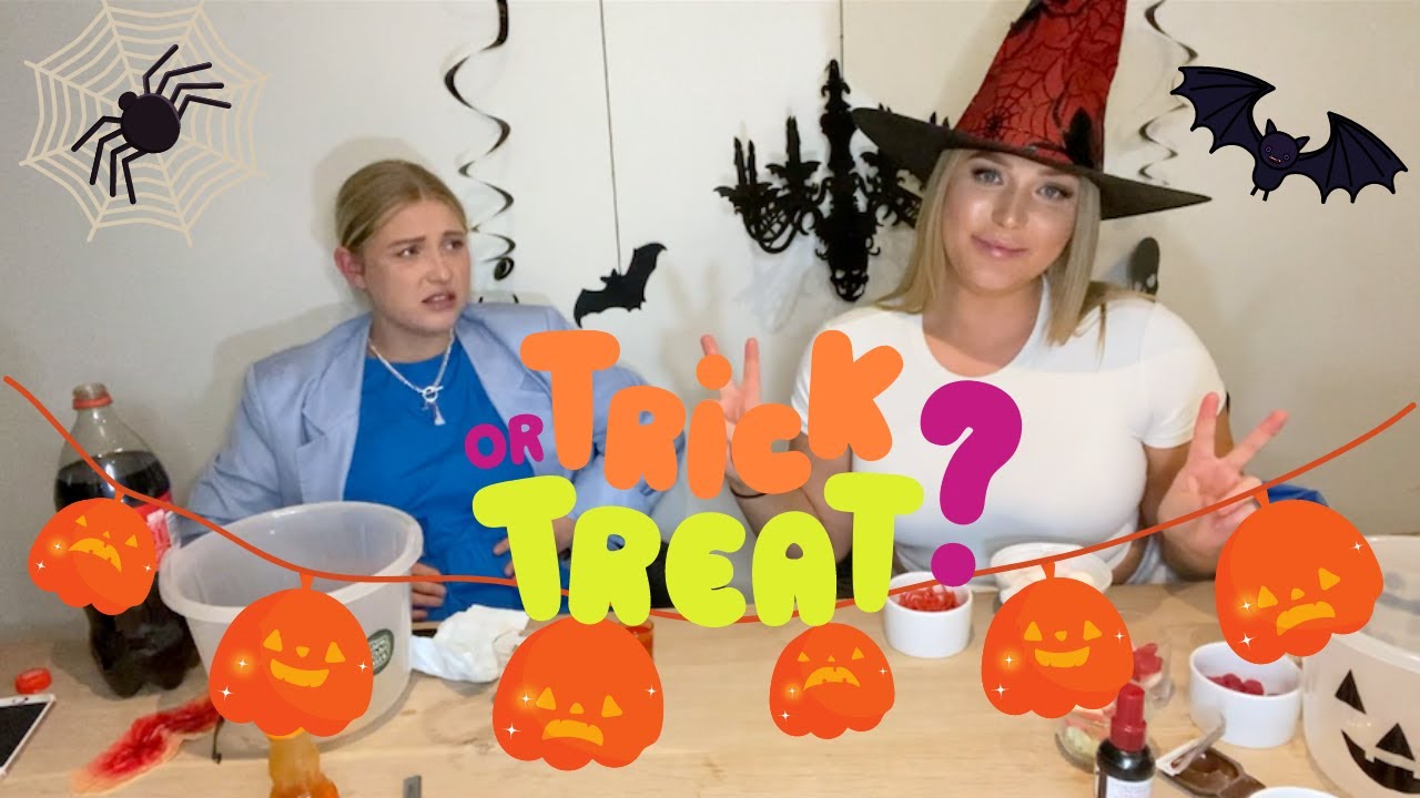 Halloween TRICK OR TREAT eating challenge!!! SHE ATE AN ORGAN
