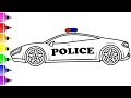 How to Draw a Police Supercar  - Police Car Coloring Page