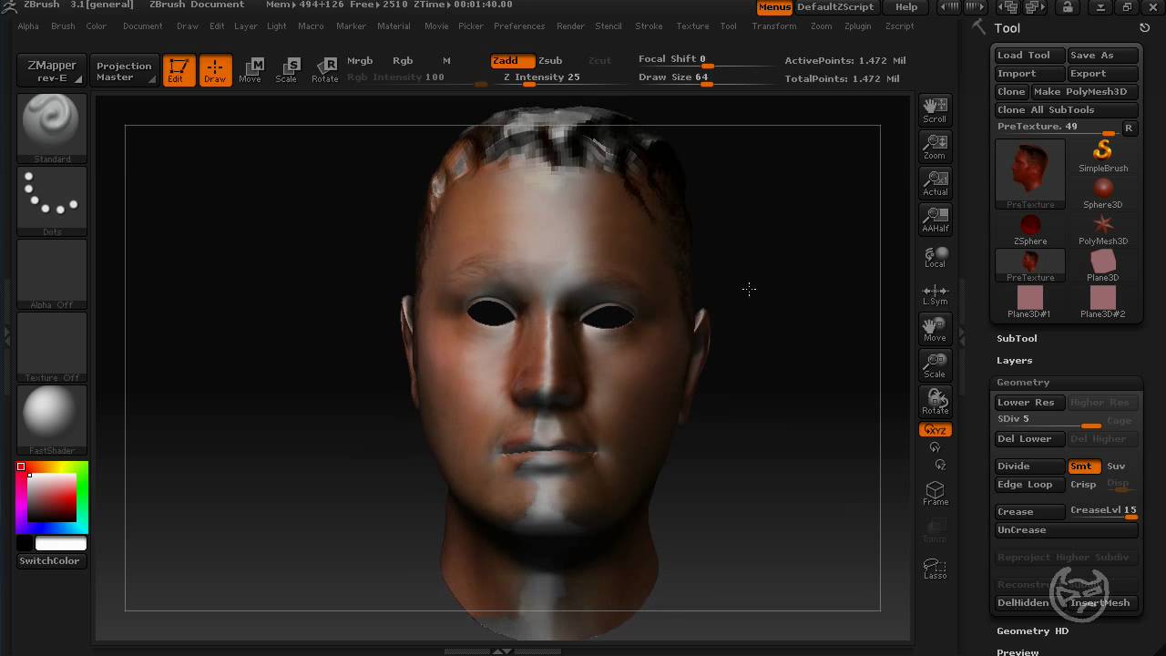 set up image plane zbrush