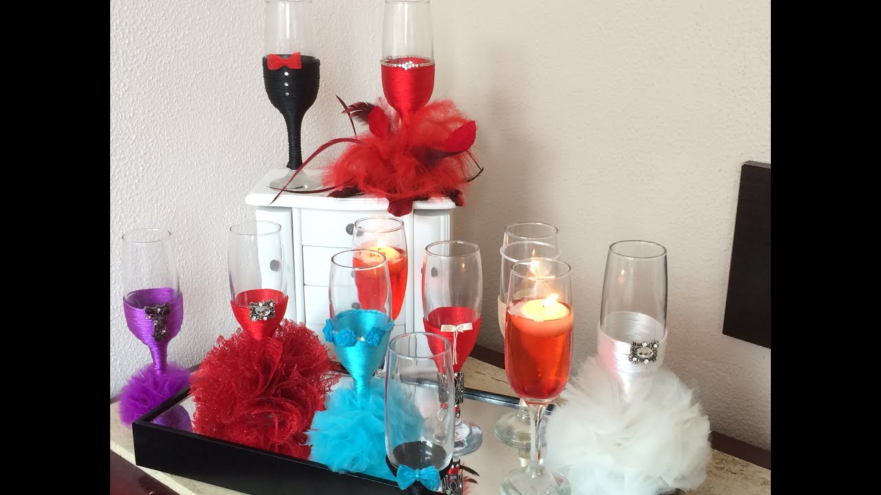 How to decorate glasses for wedding turorial 1/3 YouTube