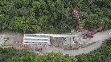 Concrete Bridge Beam Setting at Fern Hollow Bridge Project