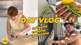 Day Vlog Gardening, Unboxing, Cooking