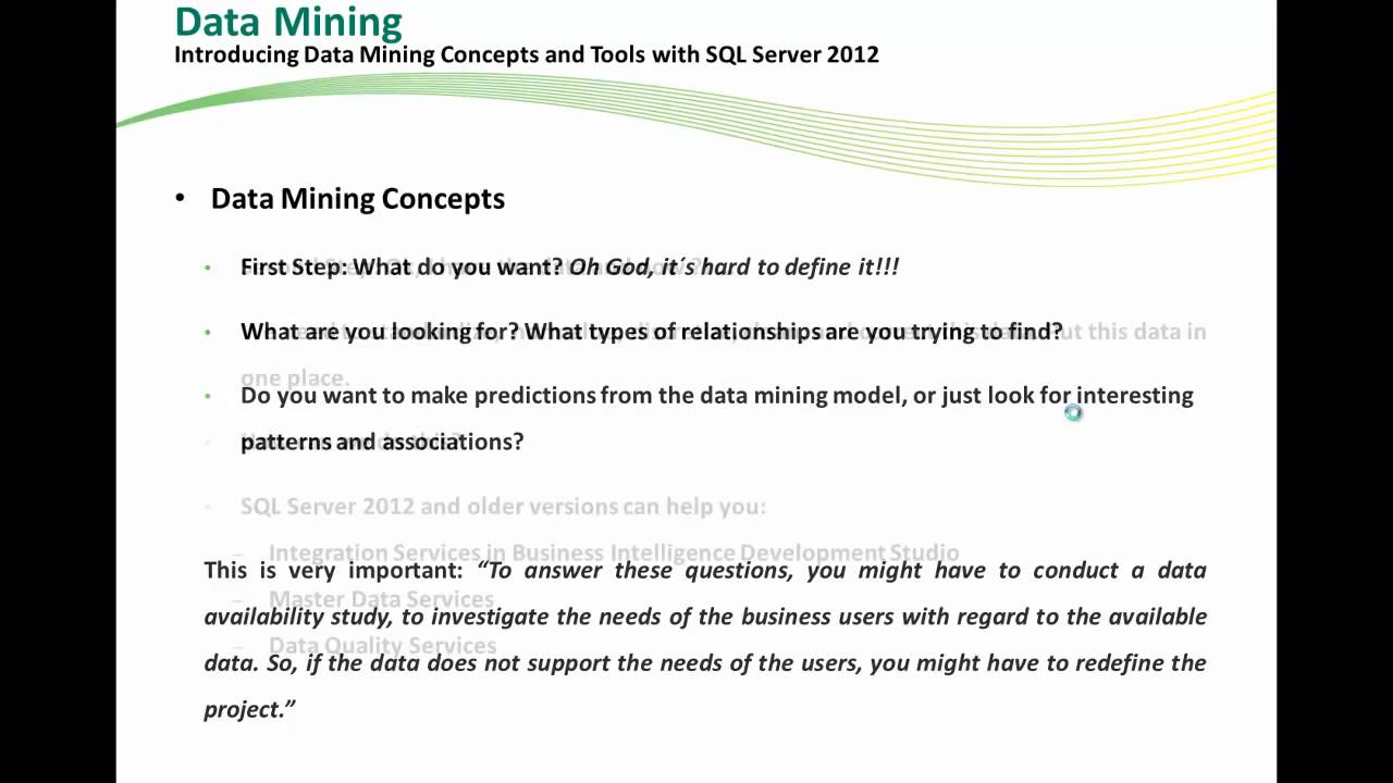 Data mining with sql server 2012 part i youtube