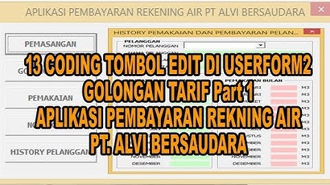 13 Coding Tombol Edit di Userform2 Golongan Tarif Part 1 VBA Excel Aplikasi Rekening Air