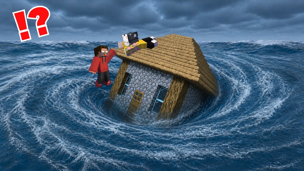 GIANT Realistic Whirlpool vs Village House in Minecraft!