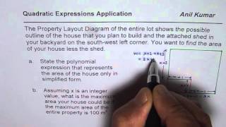 How to Find Expression For Maximum Area of House Quadratic Expressions Test