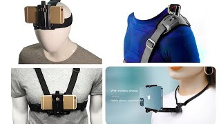 4 крепления камер и телефонов: на голову, шею, плечо и грудь. Обзор.