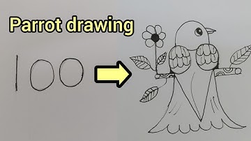 Amazing Parrot drawing using 100 number |easy and unique 