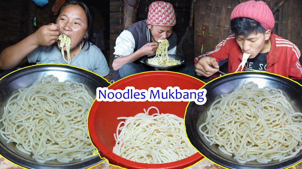 Village noodles Mukbang || Sanjip Jina & Adhiraj enjoying noodles@VillageEnvironmentNEPAL