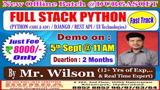 FULL STACK PYTHON (Fast Track) Offline Training @ DURGASOFT