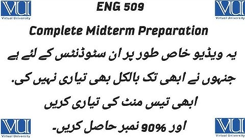 ENG 509 Midterm Preparation / Vu Midterm Short Notes / Most Important Questions / Correct Solution ✅