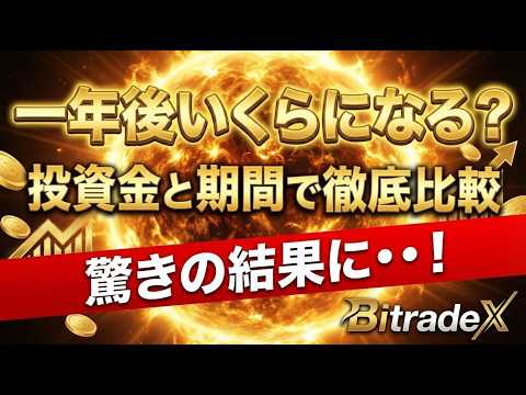 【１年後の収益比較】金額と期間で変わる複利の爆発力！放置AI運用シミュレーションしてみた！【BitradeX】