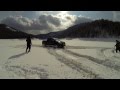 Дорога по льду Красноярского водохранилища