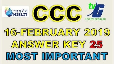 CCC 16-FEBRUARY 2019 ANSWER KEY 25 MOST IMPORTANT IN  HINDI ANSWER KEY PAPER SOLUTION REAL PAPER