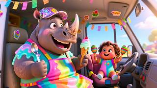 Rhino Drives the Ice Cream Van 🍦🚐 | Funny Animal Song for Kids | Silly Adventure Nursery Rhyme screenshot 5