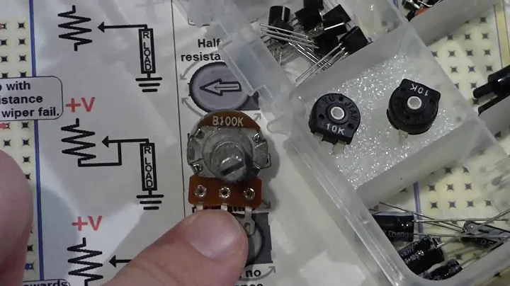 How to use a trimmer potentiometer trimpot variable resistor or voltage divider on a breadboard