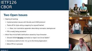 IETF 126: Concise Binary Object Representation Maintenance and Extensions (CBOR) 2026-07-23 09:30