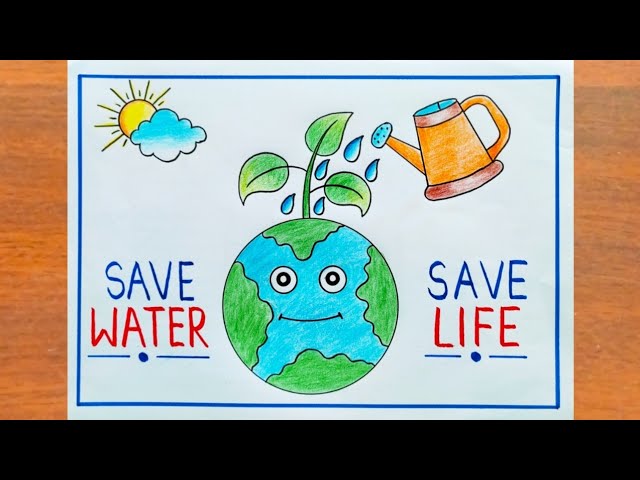 How to draw save water drawing for kids||Easy save water color drawing for  kids - Drawing Centre For Kids - Quora