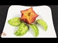 How to Make Apple Flower &amp; Leaf Carving - Simple Style Apple Carving Designs