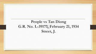 cae report Article 316 PEOPLE VS TAN DIONG