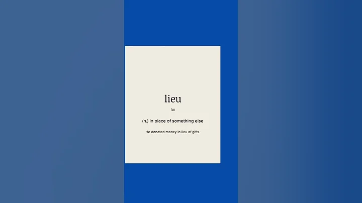 Word of the day: Lieu | Boost up your English vocabulary