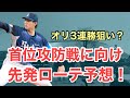 【西武】首位攻防戦オリ退治へ！先発ローテーションを予想してみました 