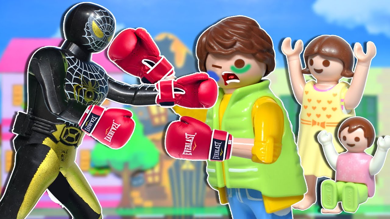 بابا و  سبايدر مان في ماتش ملاكمة - عائلة ساندي - قصص اطفال