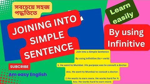 Join into a Simple sentence by using Infinitive। English Grammar। #joining #infinitive