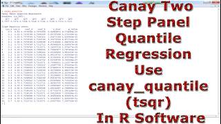 Canay Two-Step Panel Quantile Regression Use canay_quantile (tsqr) With (In) R Software