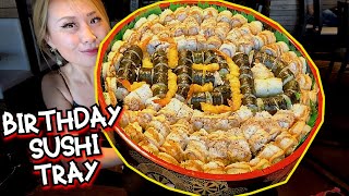 MASSIVE BIRTHDAY SUSHI PLATTER from Sushi Me Rollin in West Covina, CA!! #RainaisCrazy