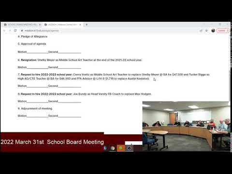 Madison Central School District School Special Board Meeting March 31st 2022