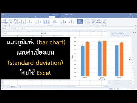 การสร้างแผนภูมิแท่ง (bar chart) และเพิ่มแถบค่าเบี่ยงเบน (standard deviation)โดยใช้ Excel