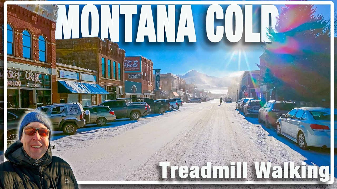 Прогулка по холодному зимнему городу Ливингстон в Монтане ❄️ | Снежная воскресная утренняя прогул...