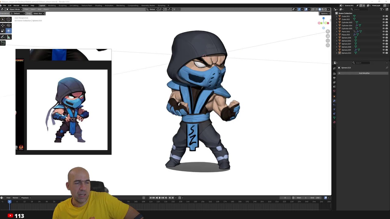 SubZero bubblehead in Blender for about 1h 30 min.