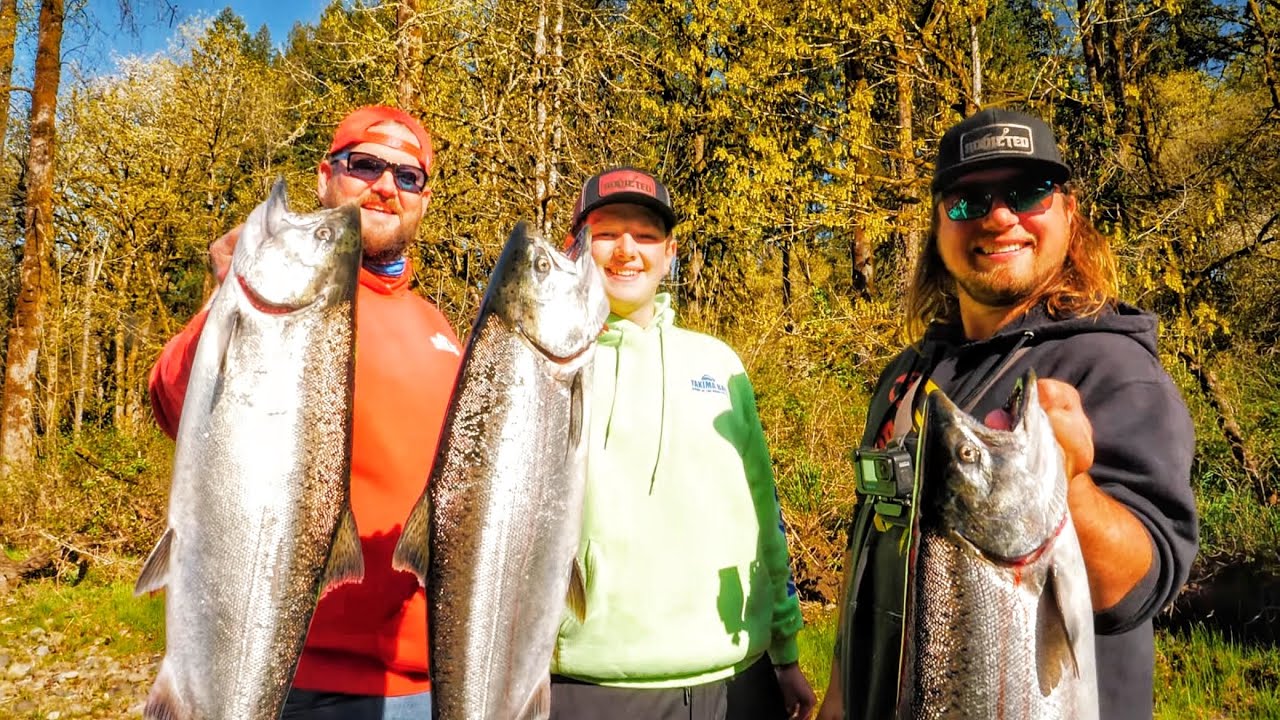 Spring Salmon, TROUT, & Steelhead Fishing. Trying To Catch All 3 In The  SAME DAY!! 