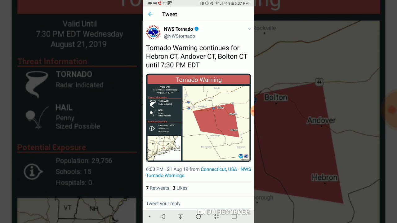 Hebron, Connecticut Tornado August 21st, 2019 YouTube