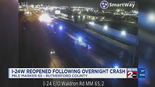 I-24W in Rutherford County reopens after multi-vehicle crash
