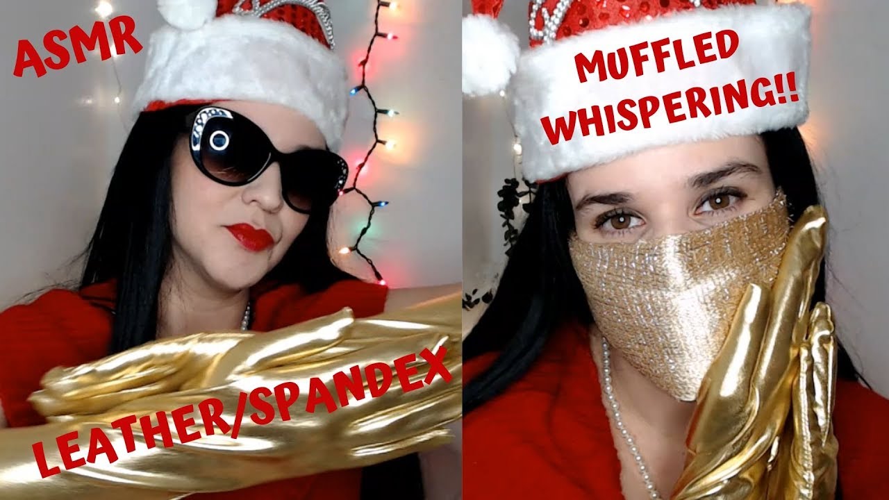 ASMR Leather/Spandex Gold Gloves + Golden Scarf-Mask!!(Request) Christmas Vibes