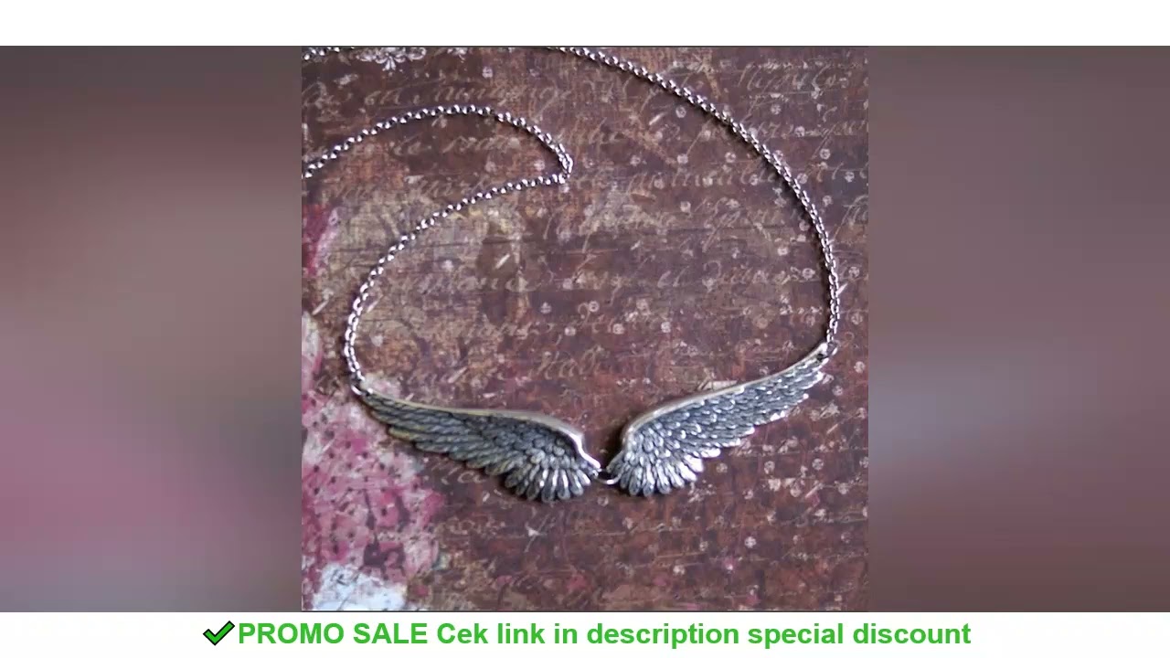 Vintage Angel Wings Feather Choker Big Pendant Aesthetic Link Chains Statement Necklace for Women Co